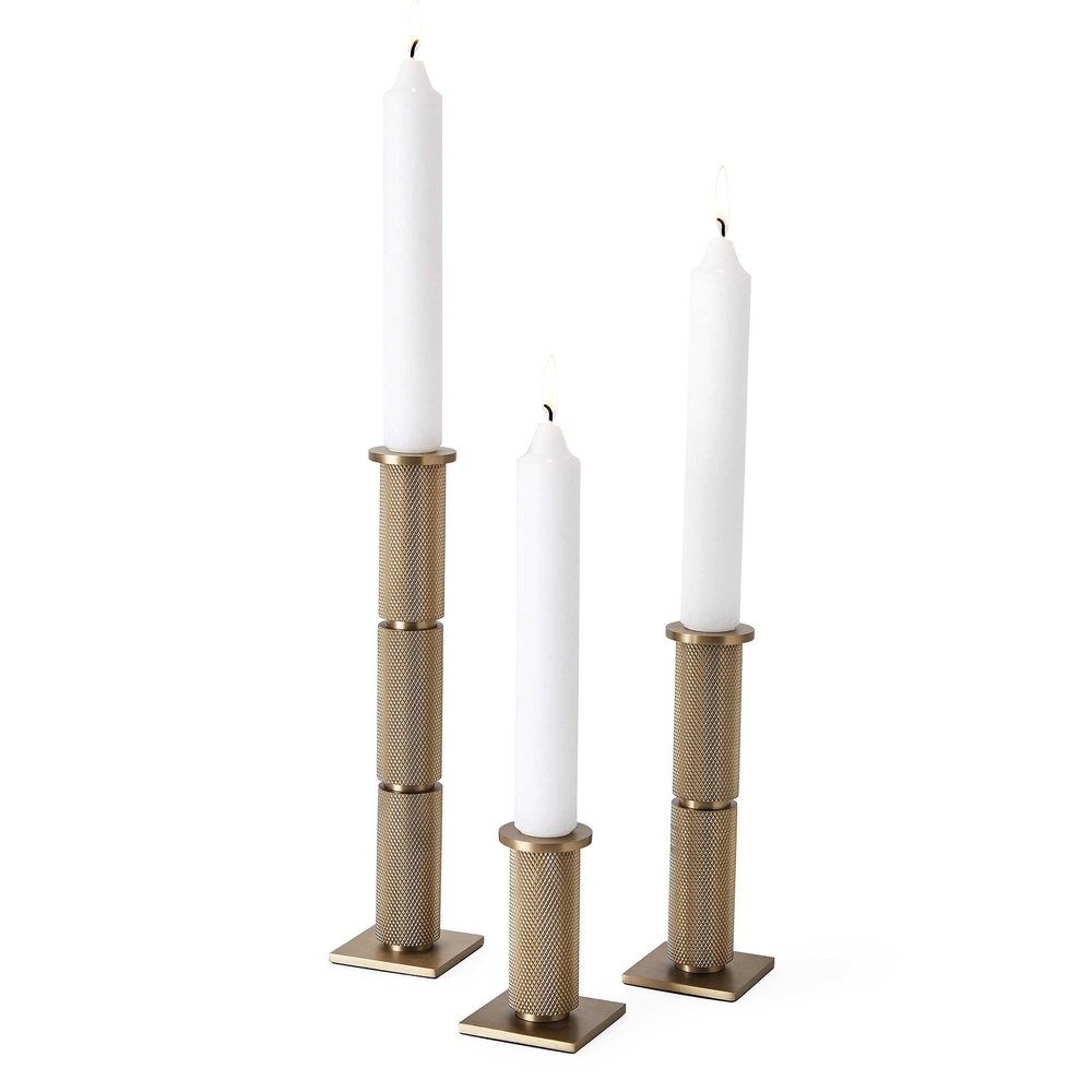 Product photograph of Uttermost Black Label Knurled Taper Candleholders - Set Of 3 from Olivia's.
