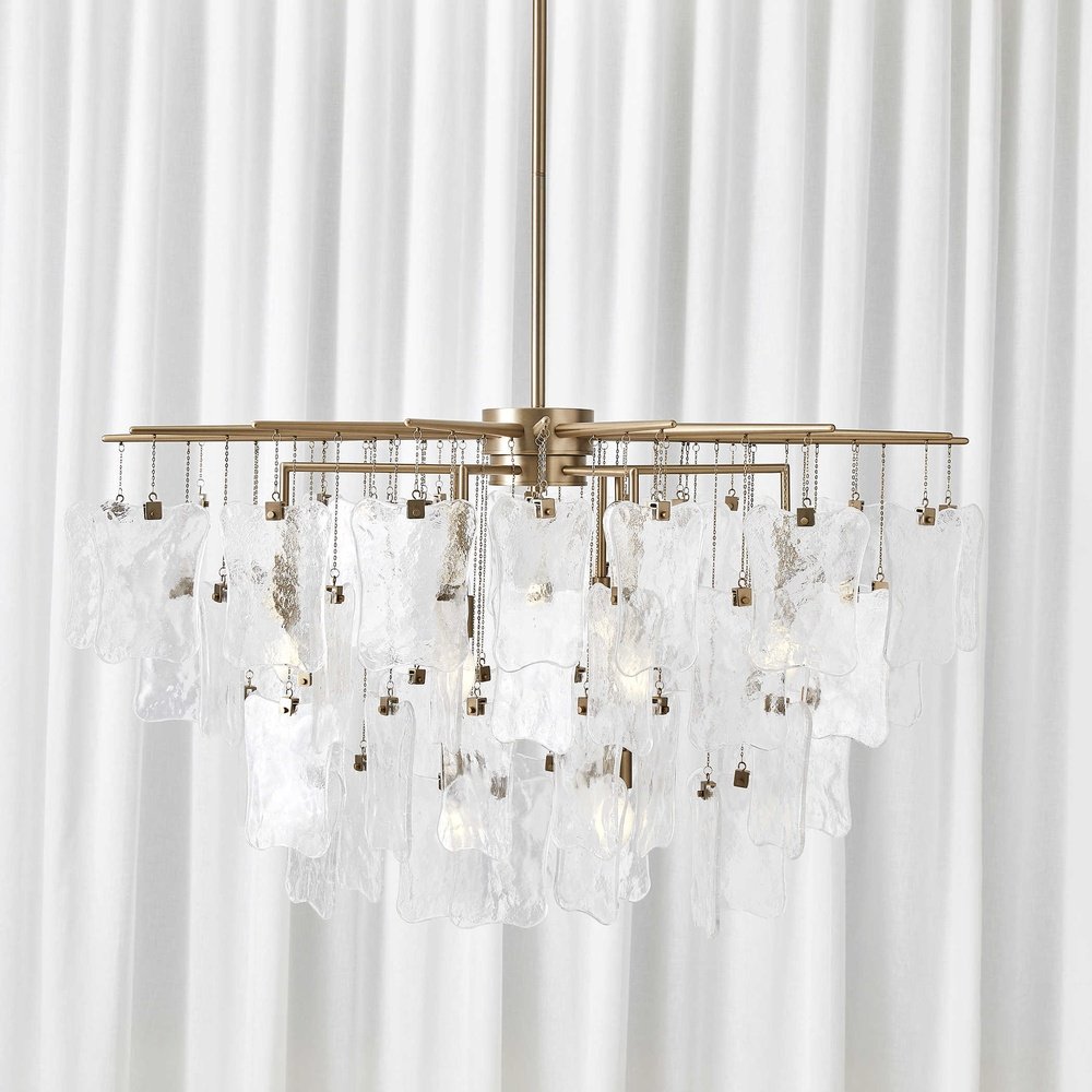 Product photograph of Uttermost Black Label Seeded Shield 8 Light Chandelier from Olivia's