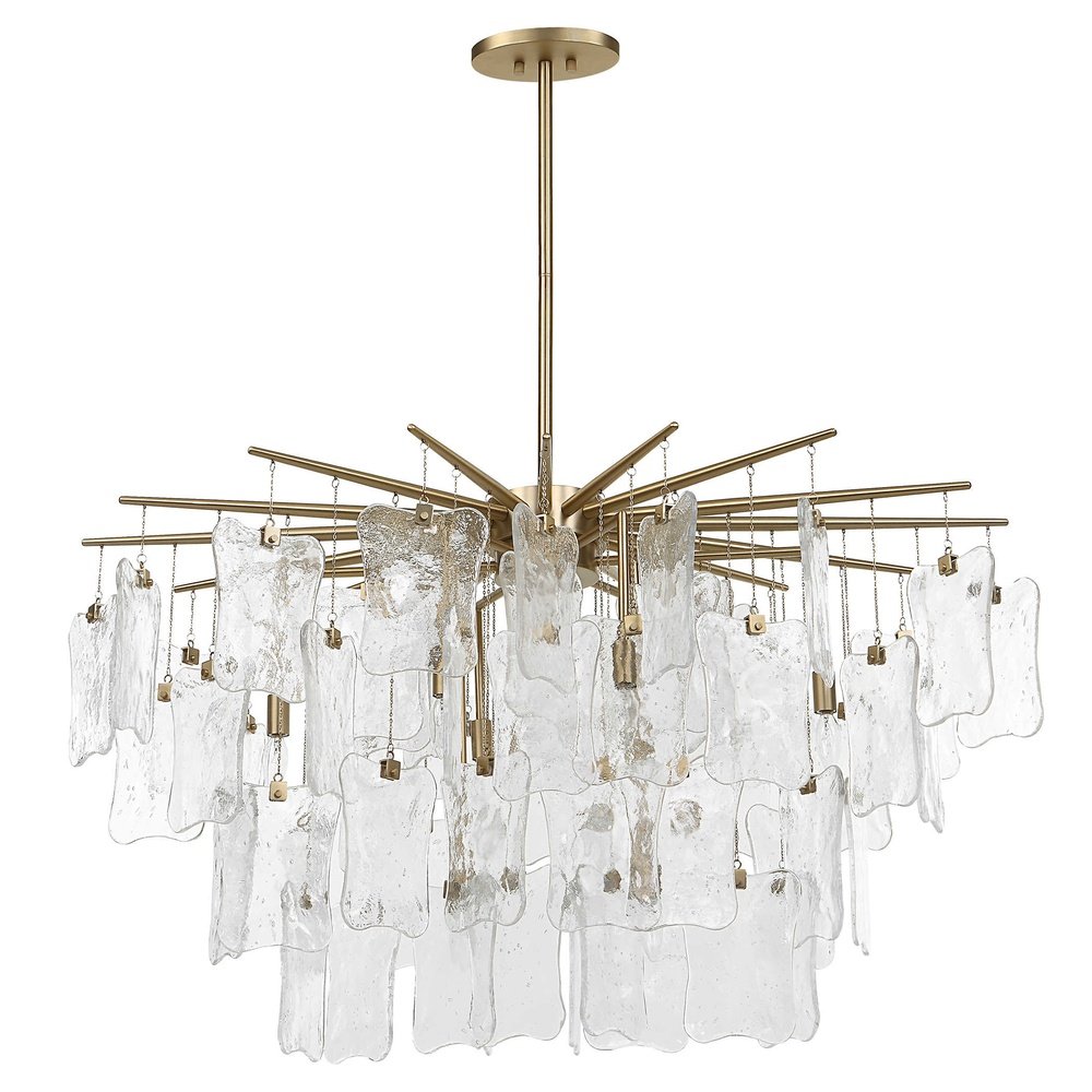 Product photograph of Uttermost Black Label Seeded Shield 8 Light Chandelier from Olivia's.