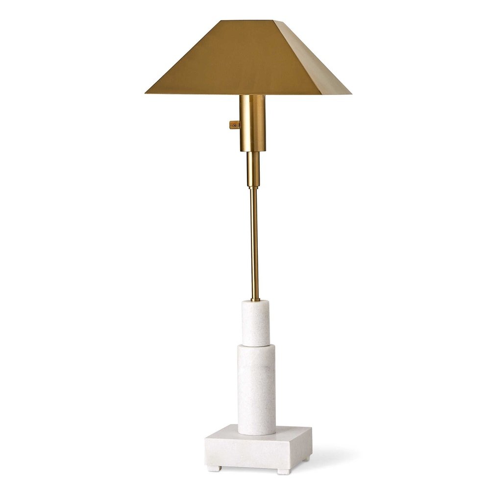 Product photograph of Uttermost Black Label Telescope Buffet Lamp In White Marble Brass from Olivia's