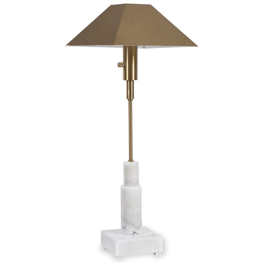 Product photograph of Uttermost Black Label Telescope Buffet Lamp In White Marble Brass from Olivia's.