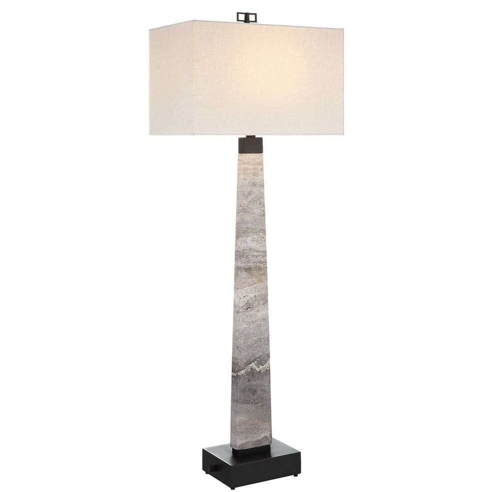 Product photograph of Uttermost Black Label Spire Buffet Lamp - Rustic Gray Stone Bronze from Olivia's