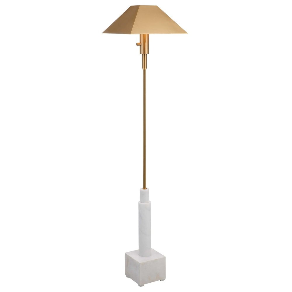 Product photograph of Uttermost Black Label Telescope Floor Lamp - White Marble Brass from Olivia's