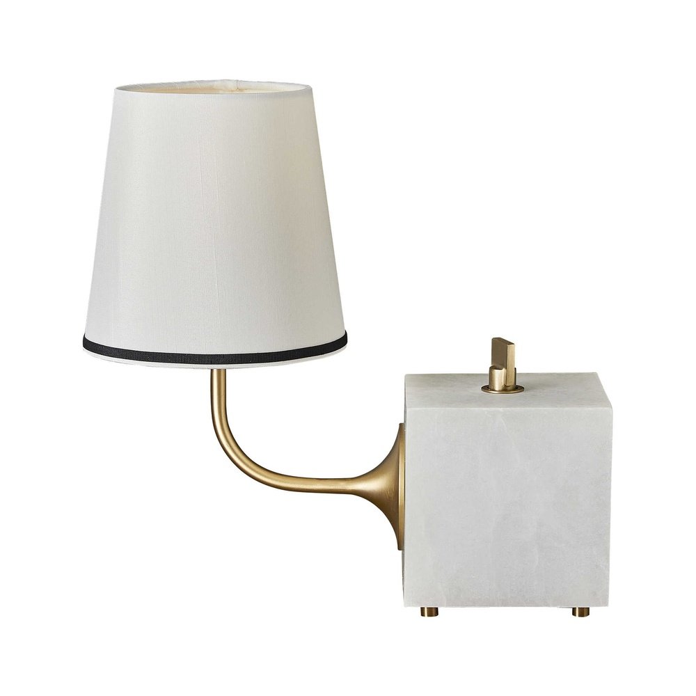 Product photograph of Uttermost Black Label Blockhead Gooseneck Mini Lamp - Satin Brass from Olivia's