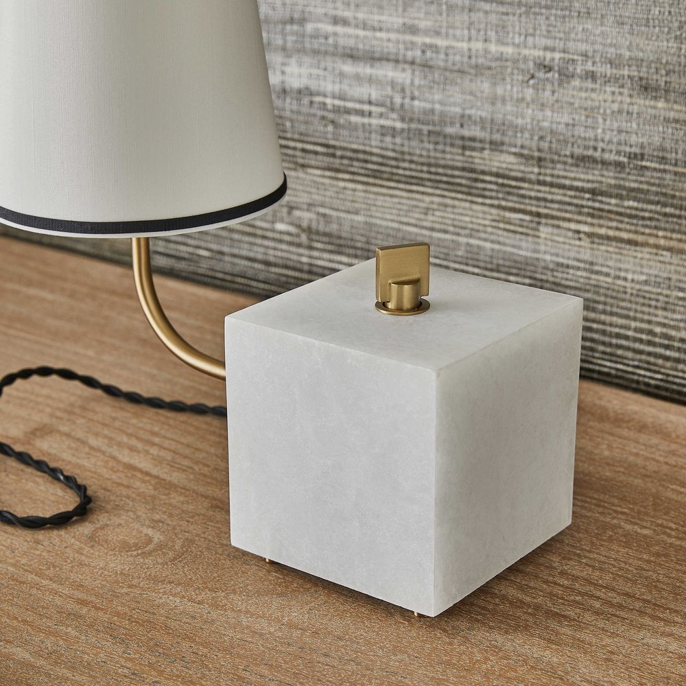 Product photograph of Uttermost Black Label Blockhead Gooseneck Mini Lamp - Satin Brass from Olivia's.