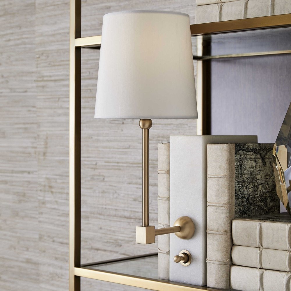 Product photograph of Uttermost Black Label On A Shelf Mini Lamp - White Marble Brass from Olivia's.