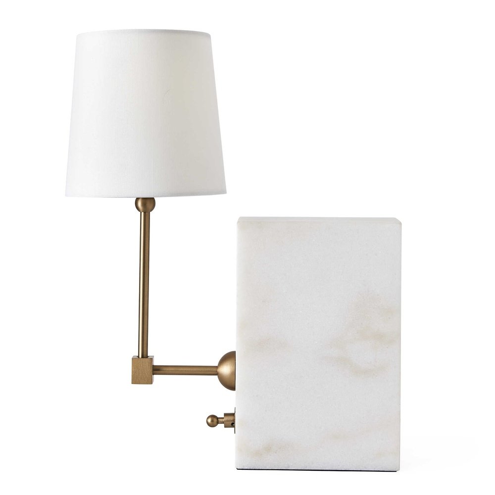 Product photograph of Uttermost Black Label On A Shelf Mini Lamp - White Marble Brass from Olivia's.