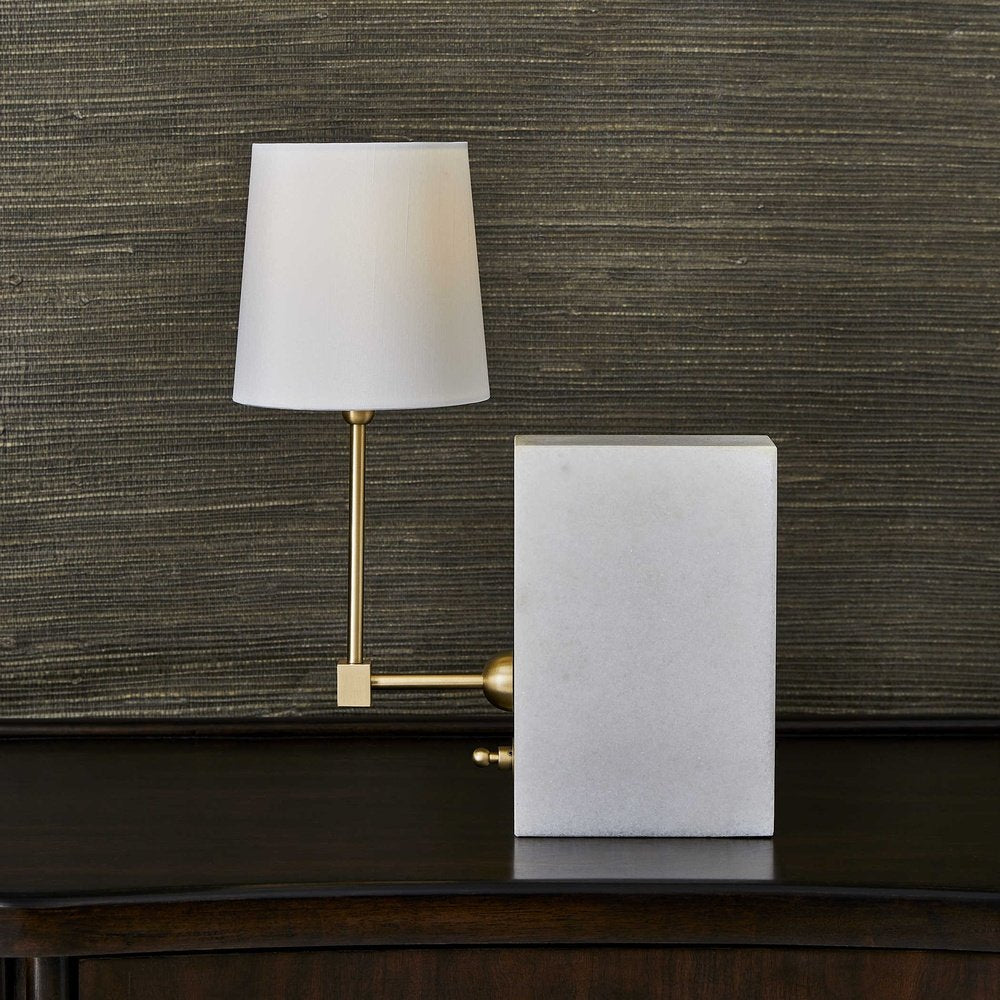 Product photograph of Uttermost Black Label On A Shelf Mini Lamp - White Marble Brass from Olivia's.