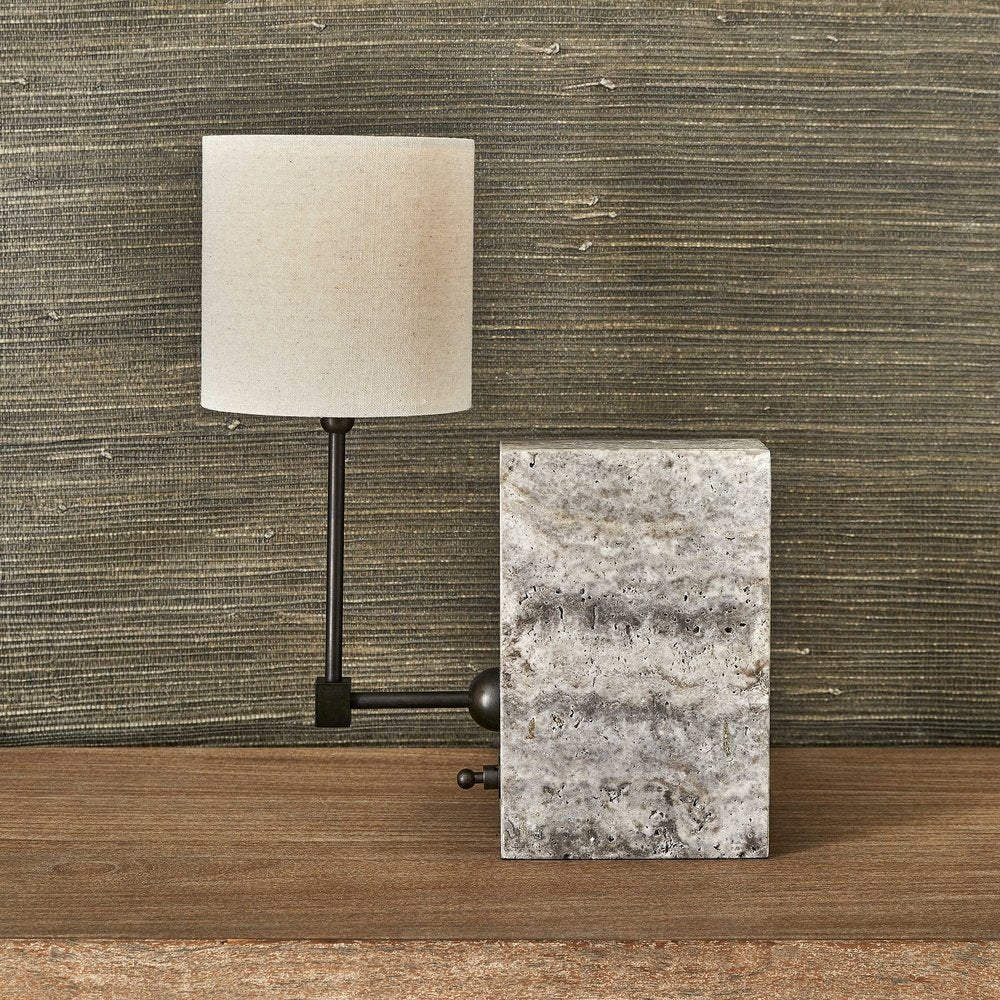 Product photograph of Uttermost Black Label On A Shelf Mini Lamp - Travertine Bronze from Olivia's.