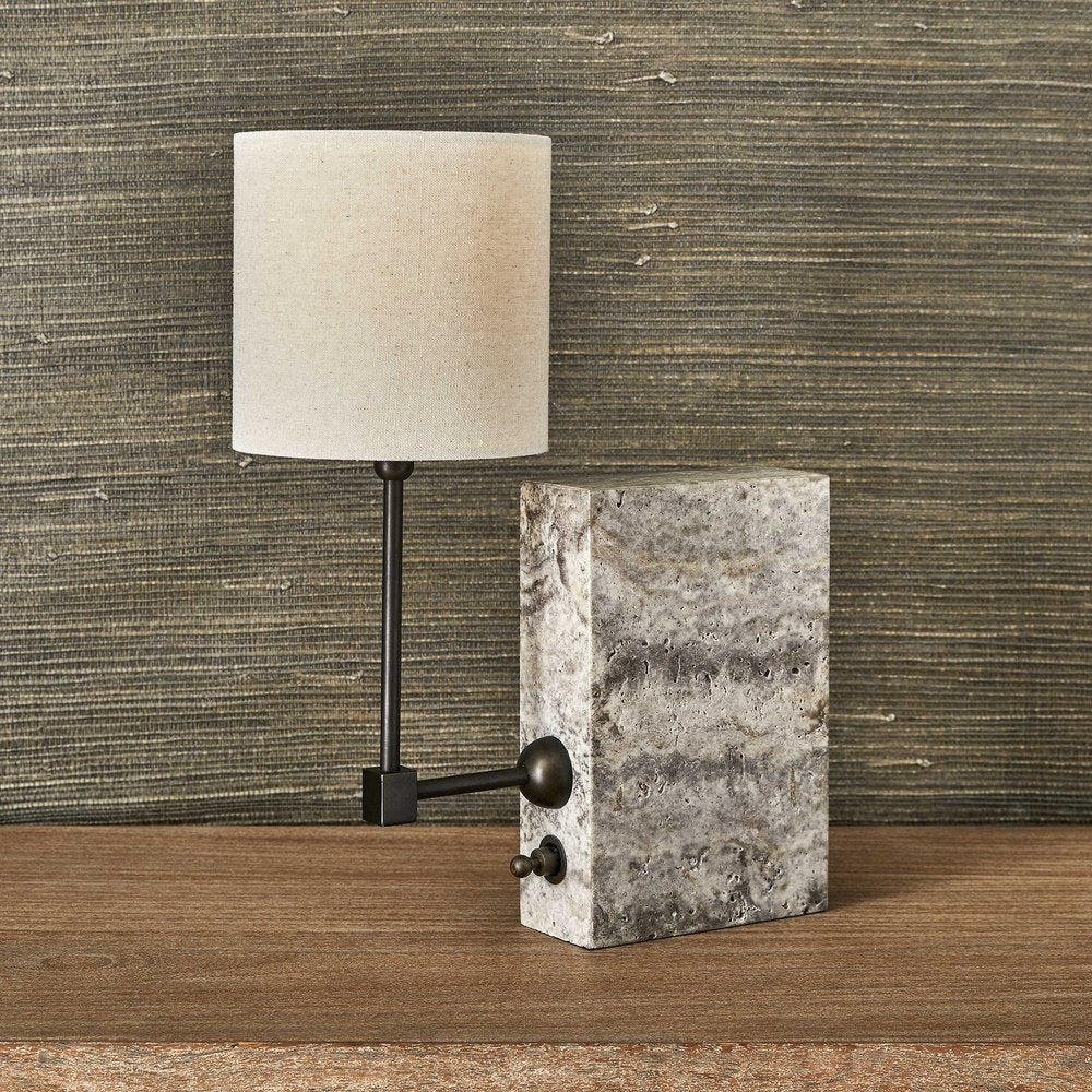 Product photograph of Uttermost Black Label On A Shelf Mini Lamp - Travertine Bronze from Olivia's.