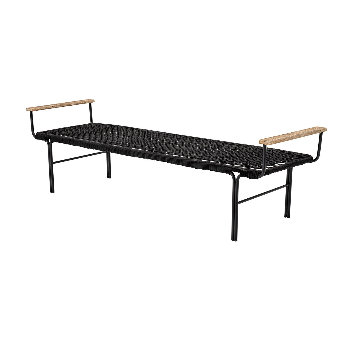 Product photograph of Bloomingville Outdoor Mundo Metal Bench In Black from Olivia's