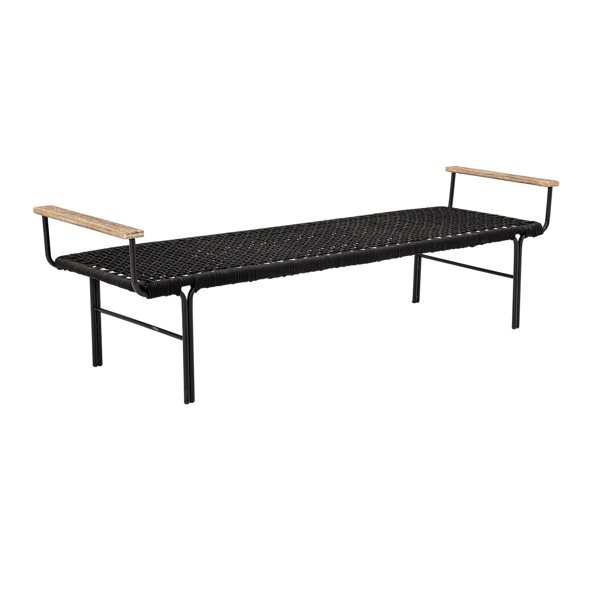 Product photograph of Bloomingville Outdoor Mundo Metal Bench In Black from Olivia's.