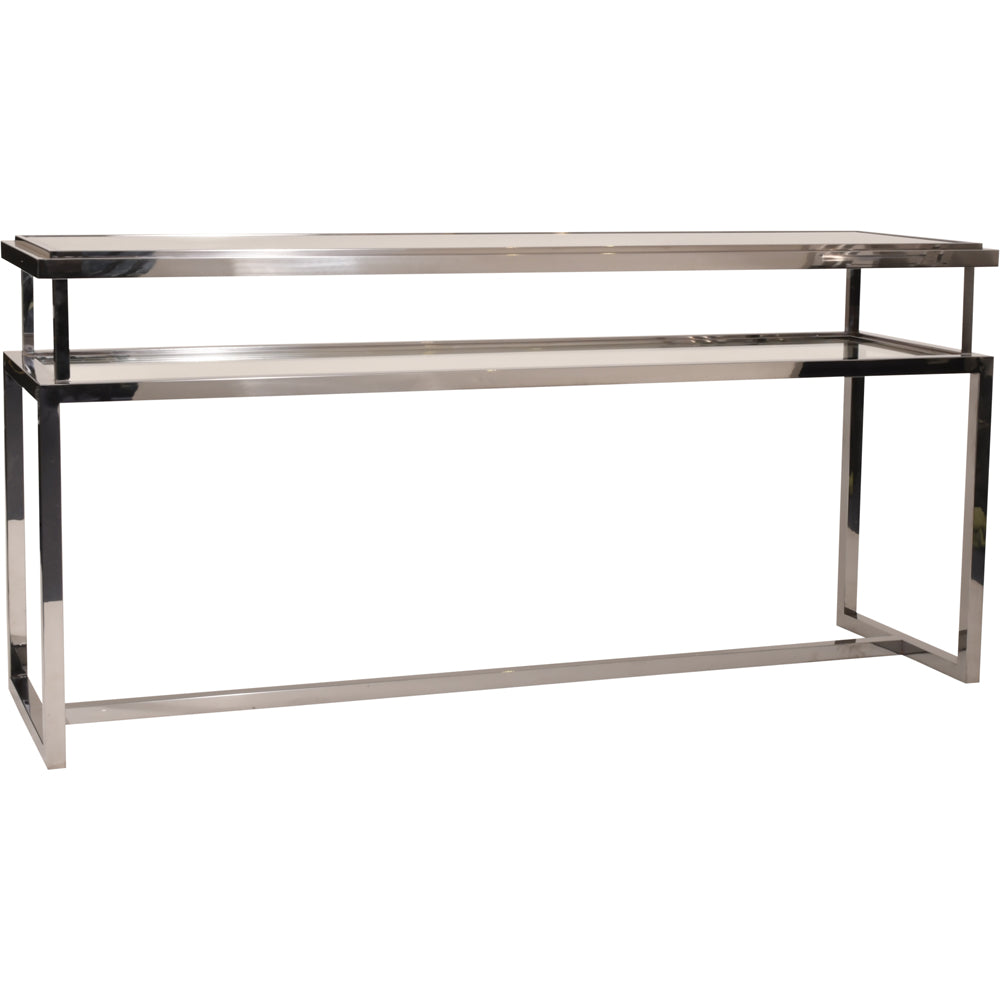 Product photograph of Libra Interiors Belgravia Stainless Steel And Glass Console Table from Olivia's
