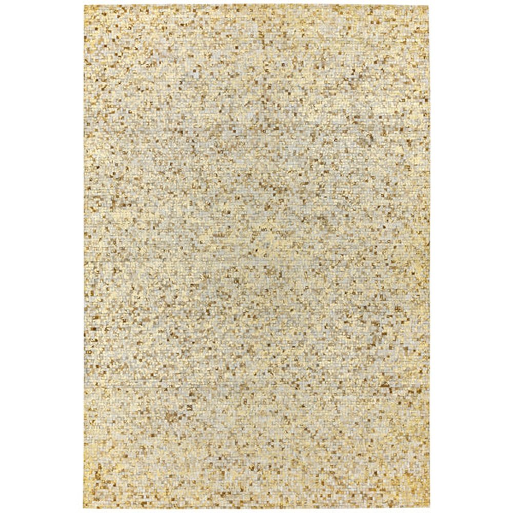 Asiatic Carpets Elona Mosaic Cowhide Hand Sewn Rug Gold 120 X 170cm