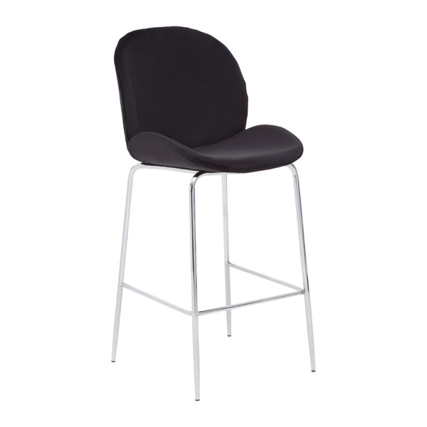 Olivias Tara Bar Chair In Black Velvet Chrome Finish