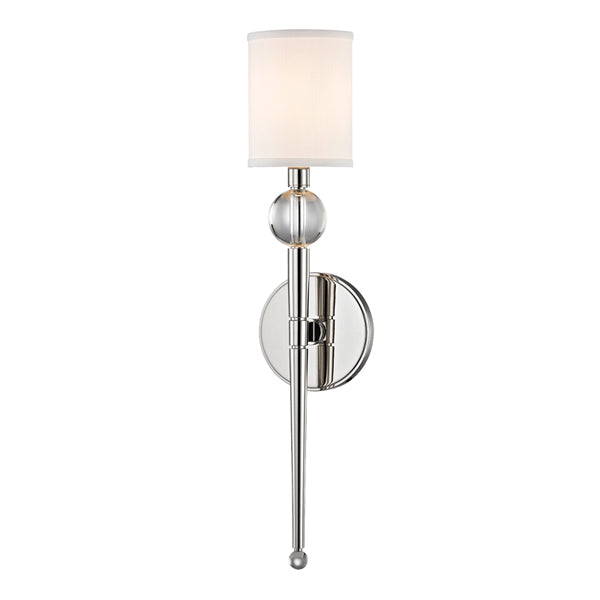 Product photograph of Hudson Valley Lighting Rockland Steel 1 Light Small Wall Sconce In Silver from Olivia's
