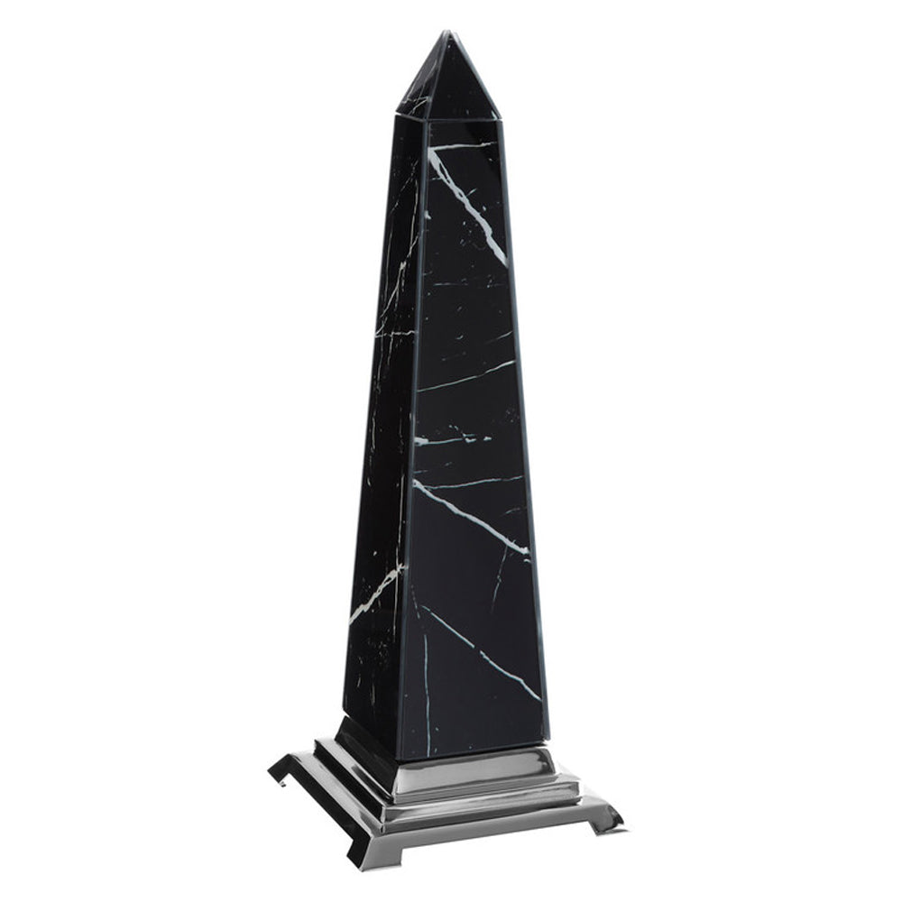 Product photograph of Olivia S Luxe Collection - Large Black Marble Effect Sculpture from Olivia's