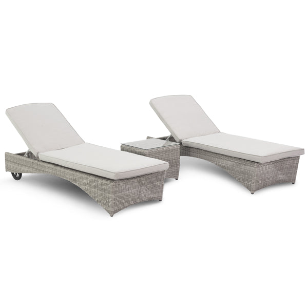 Product photograph of Maze Oxford 3pc Outdoor Lounger Set In Light Grey from Olivia's