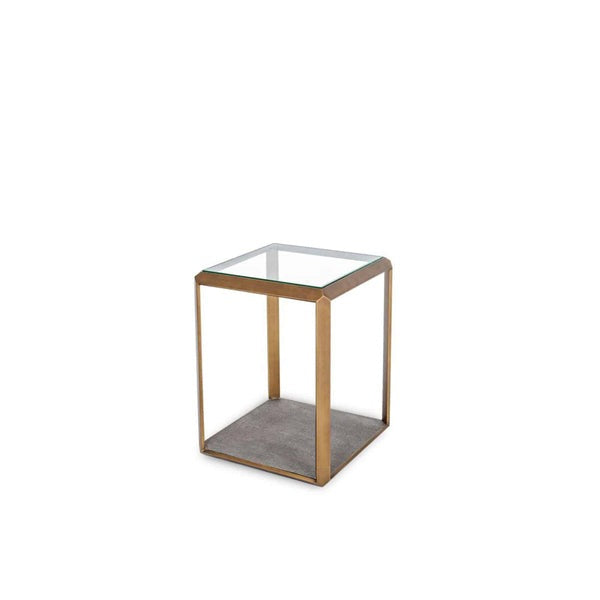 Product photograph of Di Designs Elmley End Table - Antique Brass Faux Shagreen from Olivia's