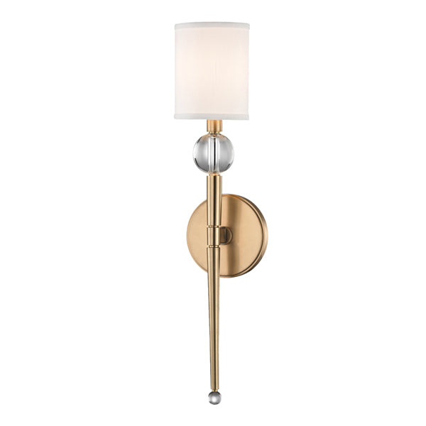 Product photograph of Hudson Valley Lighting Rockland Steel 1 Light Small Wall Sconce In Brass from Olivia's