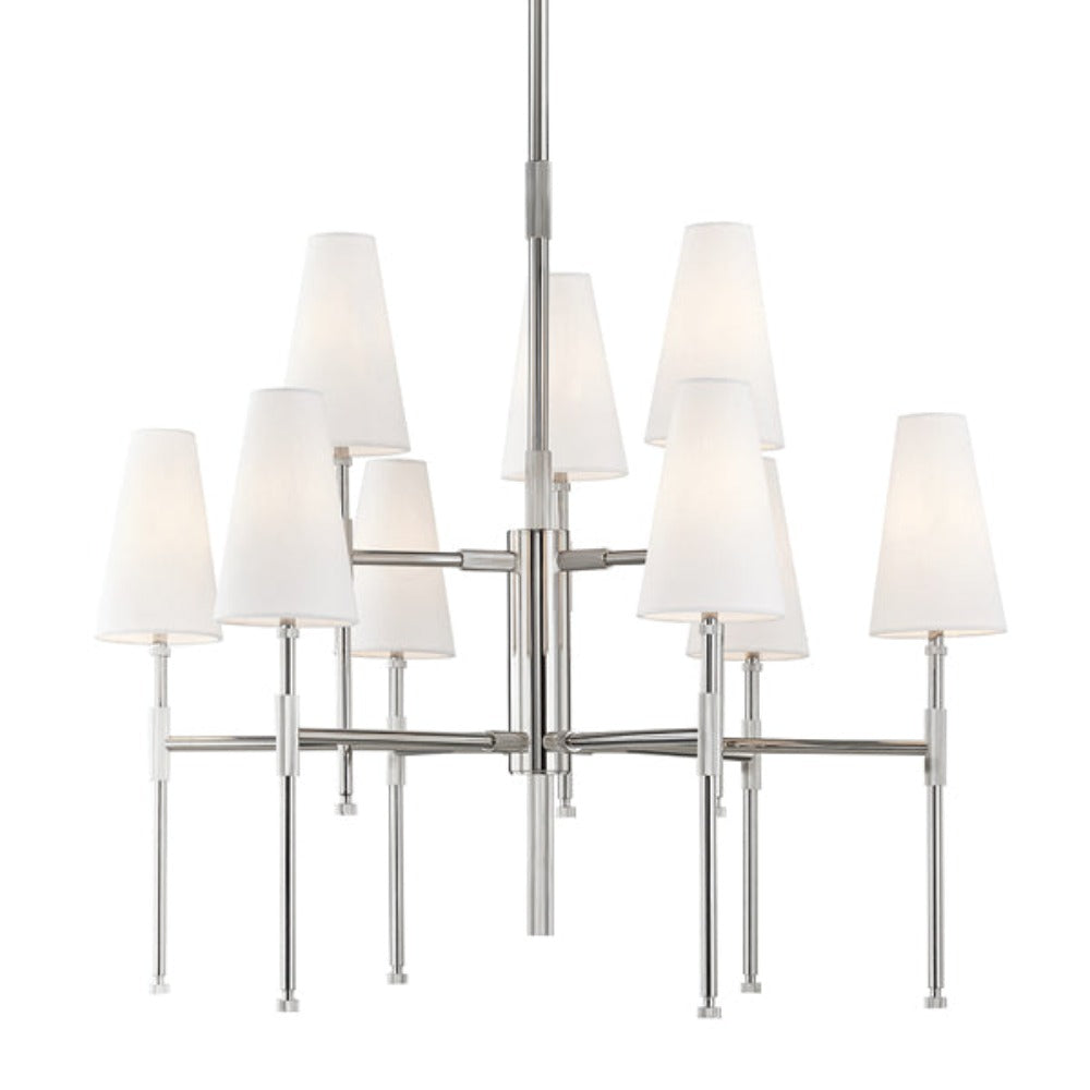 Product photograph of Hudson Valley Lighting Bowery 9 Light Chandelier In Polished Nickel from Olivia's