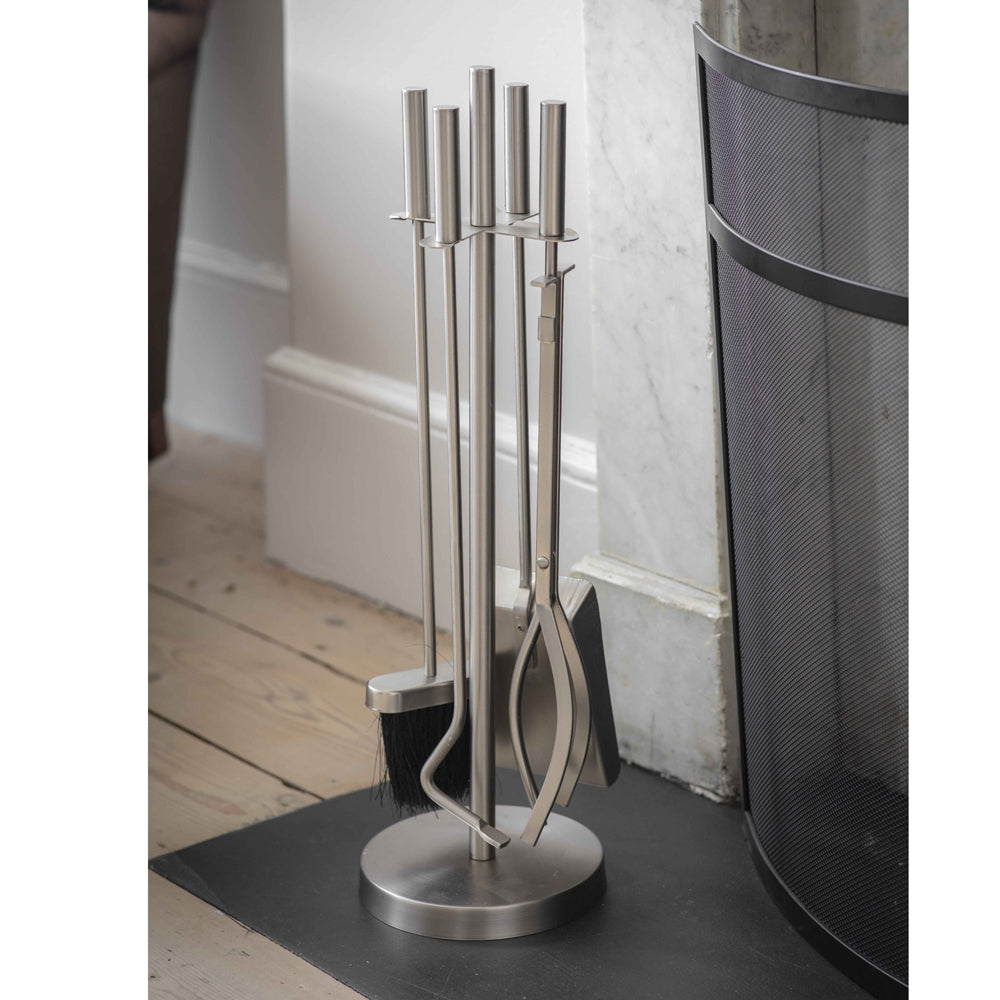 Product photograph of Garden Trading Ebrington Fireside Tool Set Silver from Olivia's