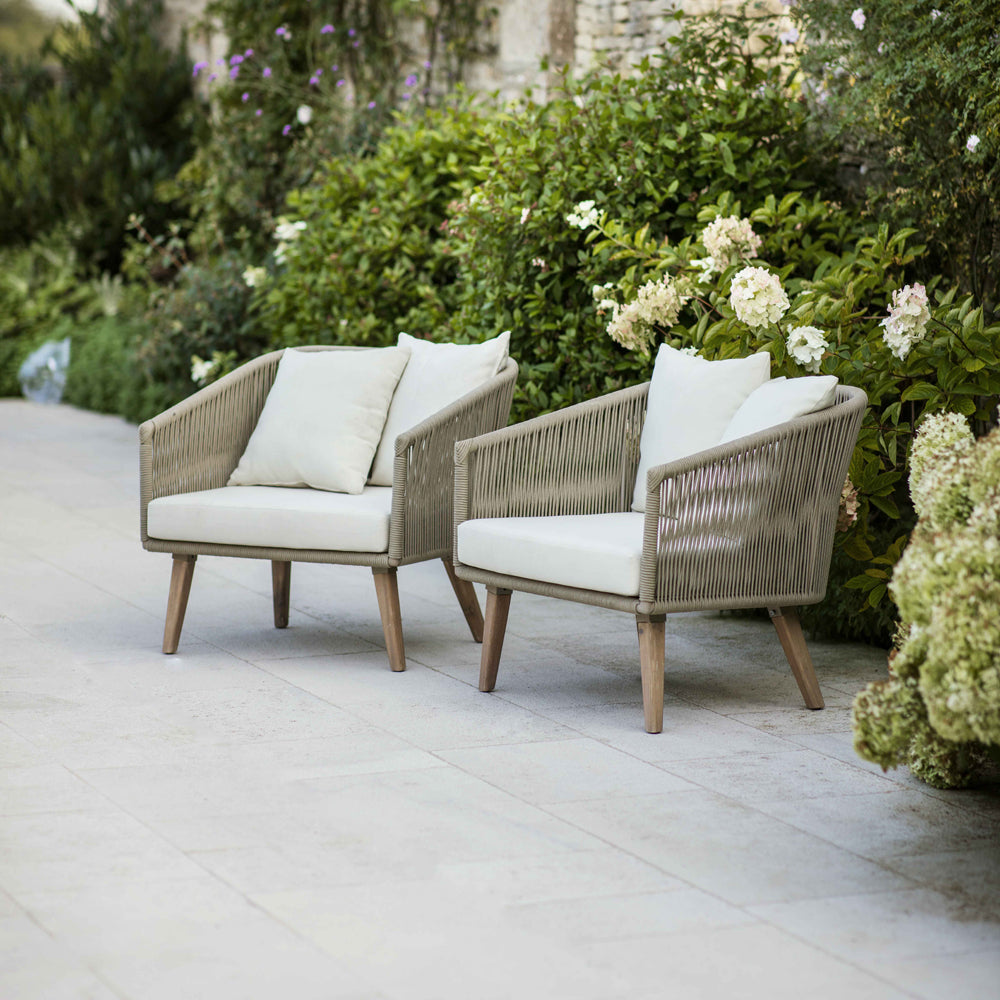 Product photograph of Garden Trading Colwell Set Of 2 Outdoor Armchairs In Oak Wash Oiled Finish from Olivia's