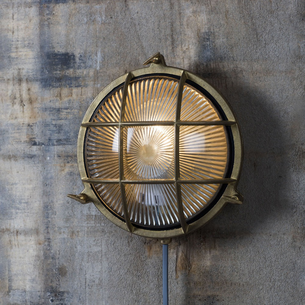 Product photograph of Garden Trading Devonport Round Wall Light Brass from Olivia's