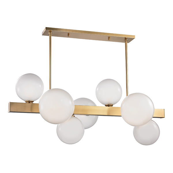 Product photograph of Hudson Valley Lighting Hinsdale Brass 7 Light Island from Olivia's
