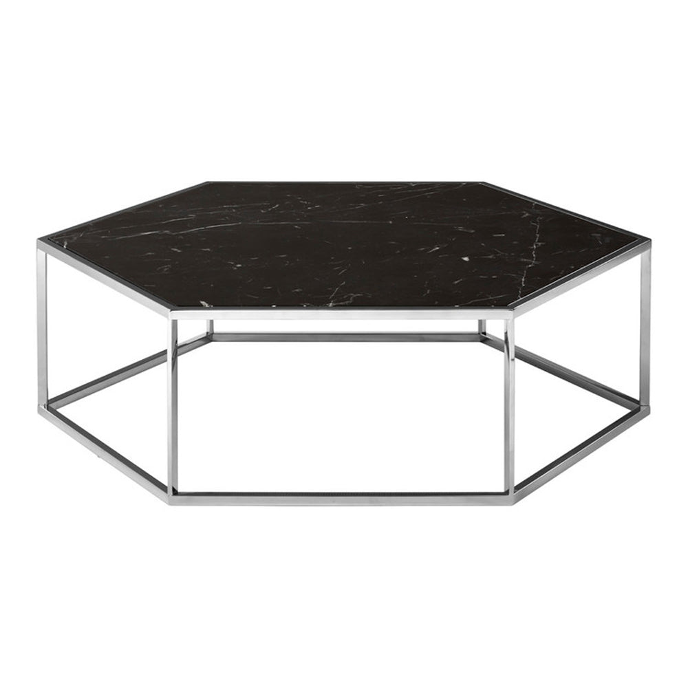 Product photograph of Olivia S Luxe Collection - Piper Hexagon Silver Coffee Table from Olivia's