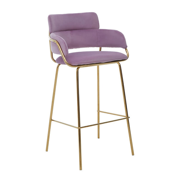 Olivias Tara Bar Chair Low Back And Armrests Pink Velvet Gold Finish