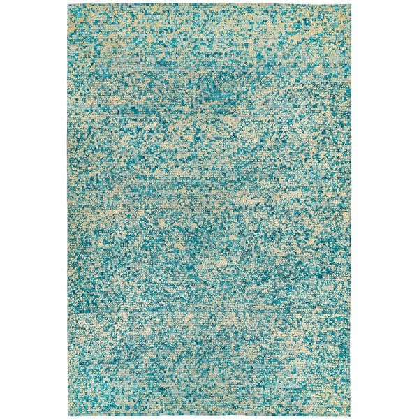 Asiatic Carpets Elona Mosaic Cowhide Hand Sewn Rug Aqua 120 X 170cm