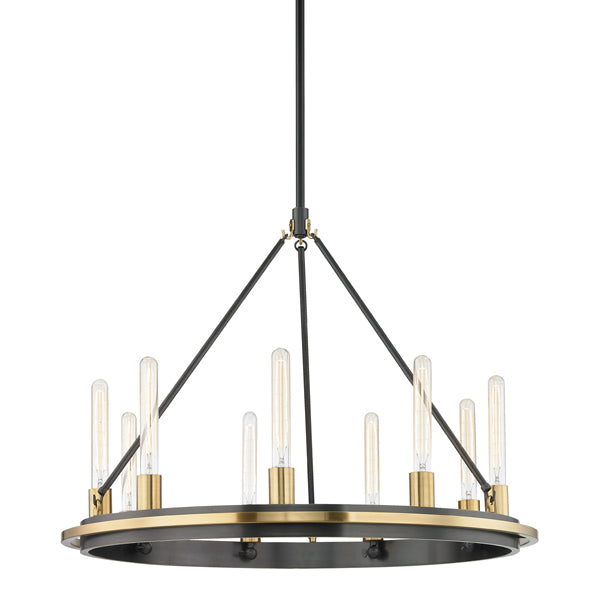 Product photograph of Hudson Valley Lighting Chambers Steel 9 Light Pendant from Olivia's