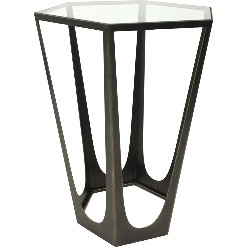 Libra Catalan Bronze Gilded With Glass Top Side Table