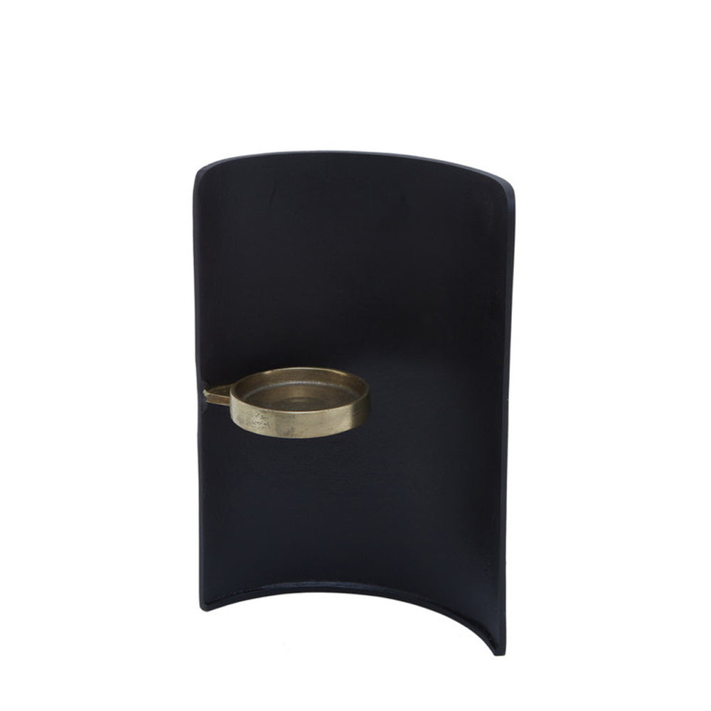 Product photograph of Olivia S Luxe Collection - Black And Gold Round Dimpled Candle Holder from Olivia's