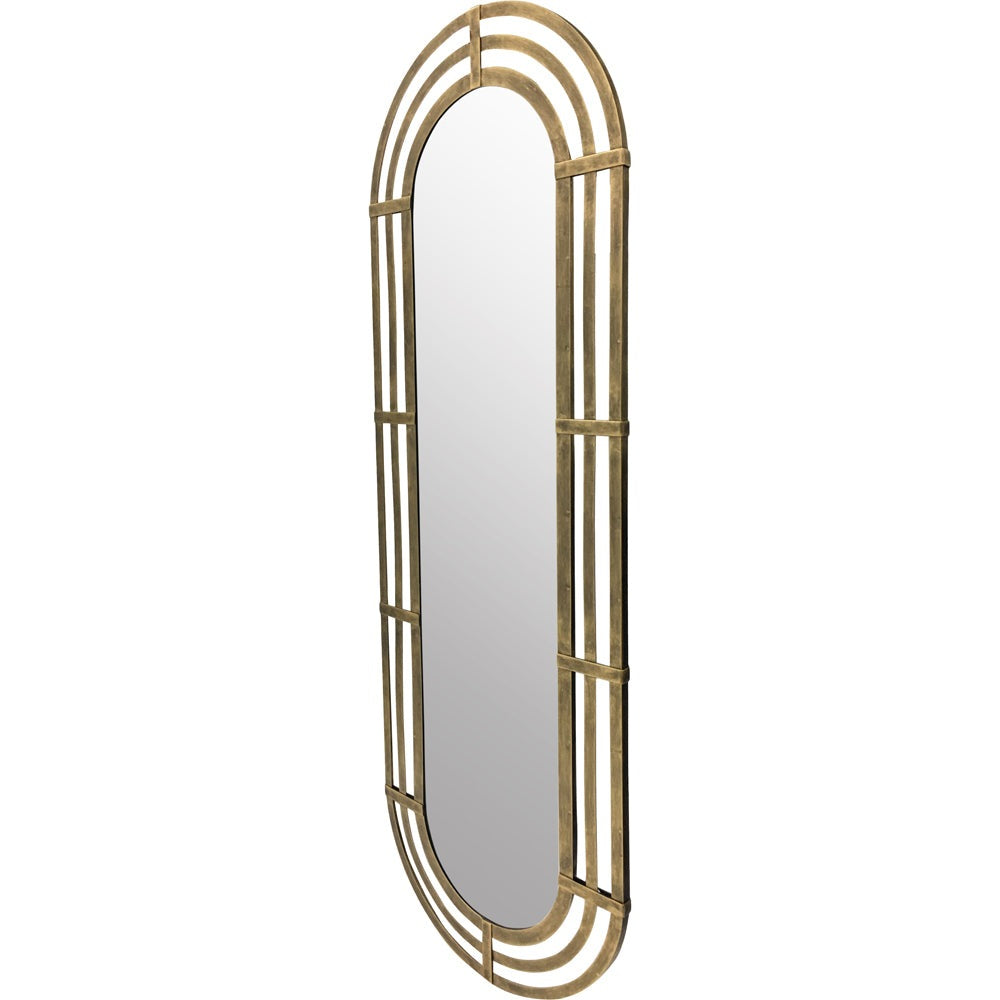 Libra Lalique Oval Gold Metal Wall Mirror Large