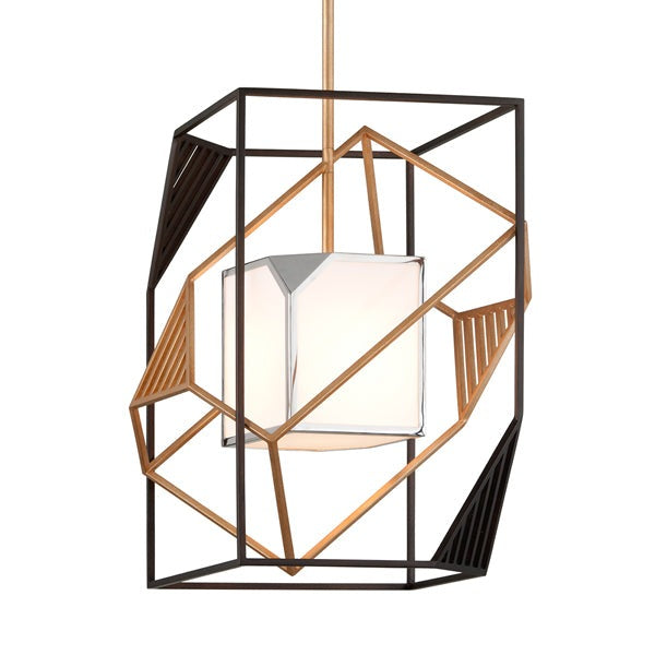 Product photograph of Hudson Valley Lighting Cubist 1 Light Pendant In Bronze Gold Leaf Stainless from Olivia's