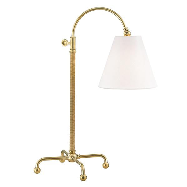 Product photograph of Hudson Valley Lighting Curves No 1 Brass 1 Light Table Lamp W Rattan Accent from Olivia's