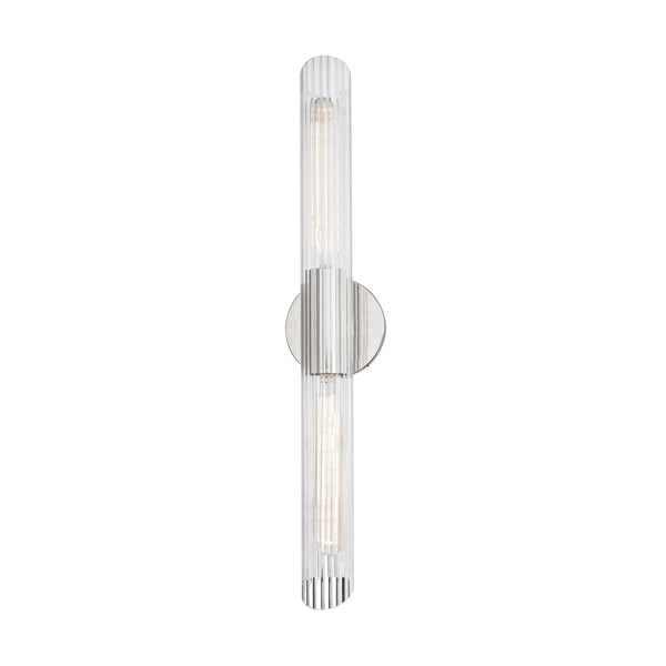 Product photograph of Hudson Valley Lighting Cecily Steel 2 Light Large Wall Sconce Polished Nickel from Olivia's