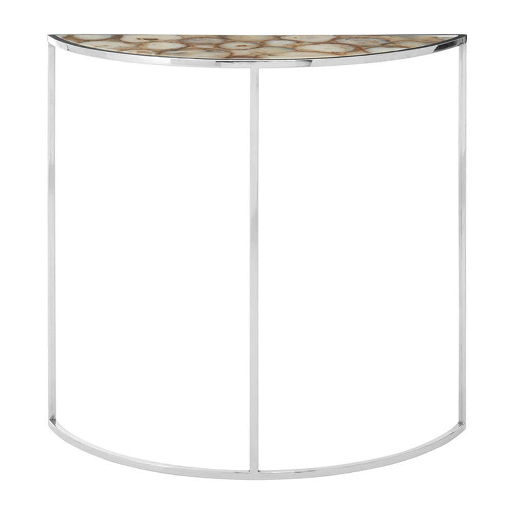 Olivias White Agate Half Moon Console Table
