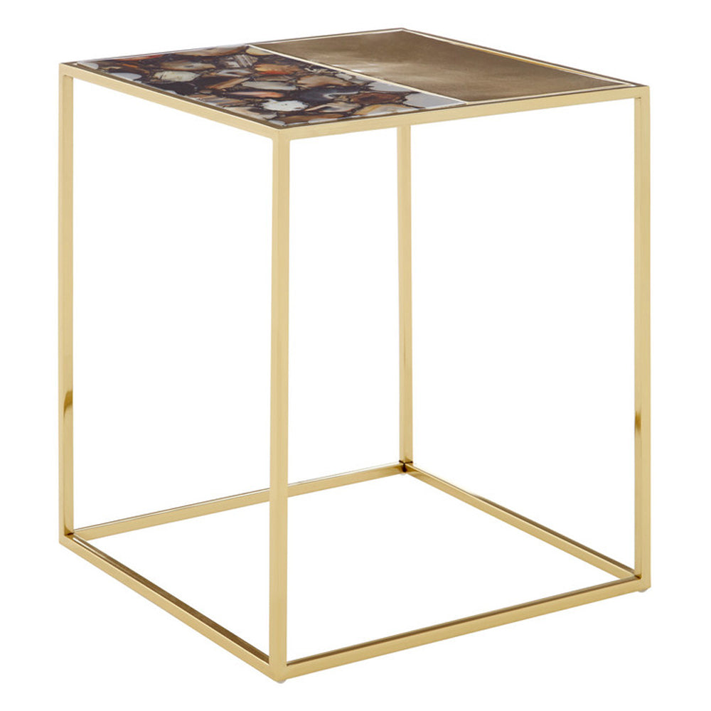 Product photograph of Olivia S Boutique Hotel Collection - Agate And Gold Side Table from Olivia's