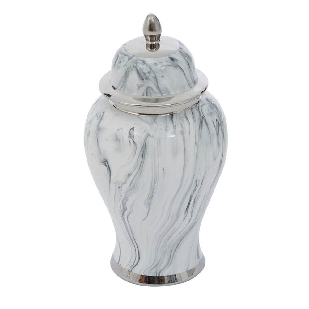 Product photograph of Olivia S Luxe Collection - Marble Effect Ceramic Jar Large from Olivia's