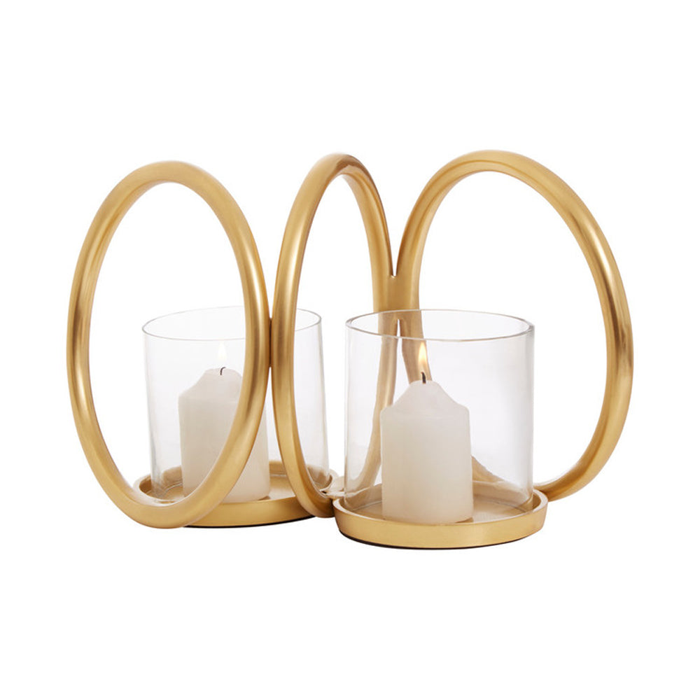 Product photograph of Olivia S Boutique Hotel Collection - Double Ring Gold Candle Holder Small from Olivia's