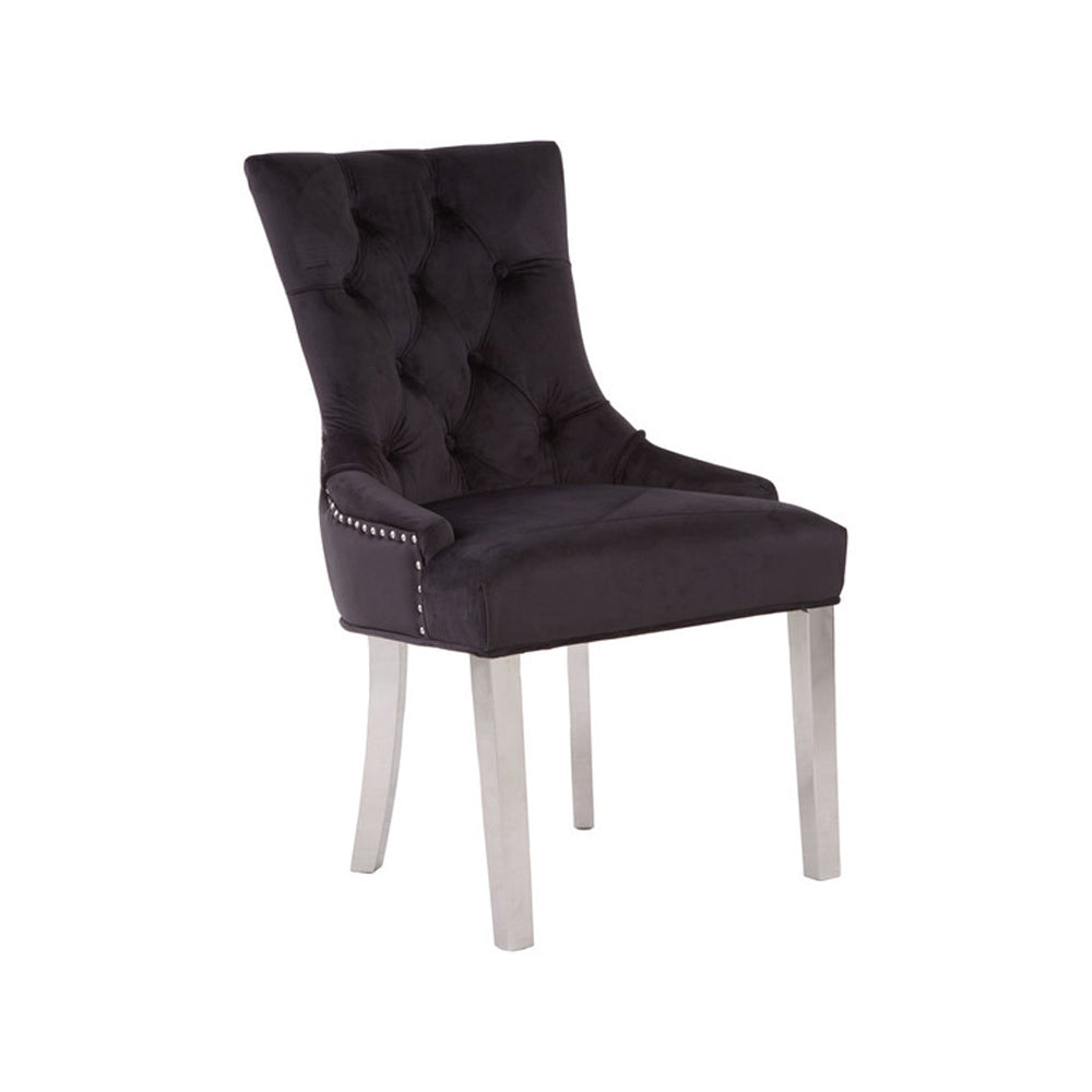 Olivias Regina Black Velvet Dining Chair