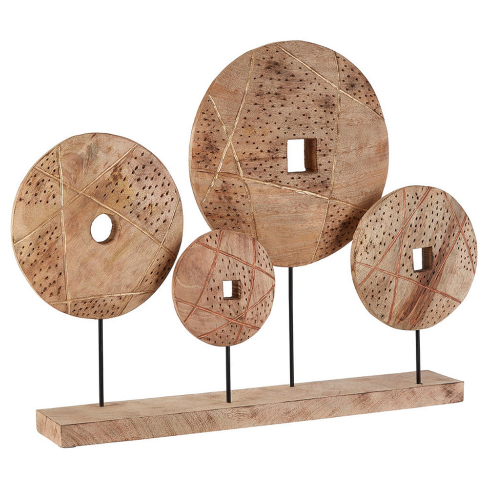 Product photograph of Olivia S 4 Wooden Disc Sculpture from Olivia's