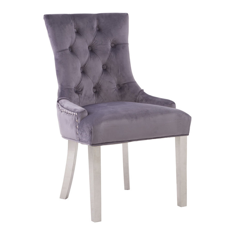 Product photograph of Olivia S Regina Grey Velvet Dining Chair Outlet from Olivia's