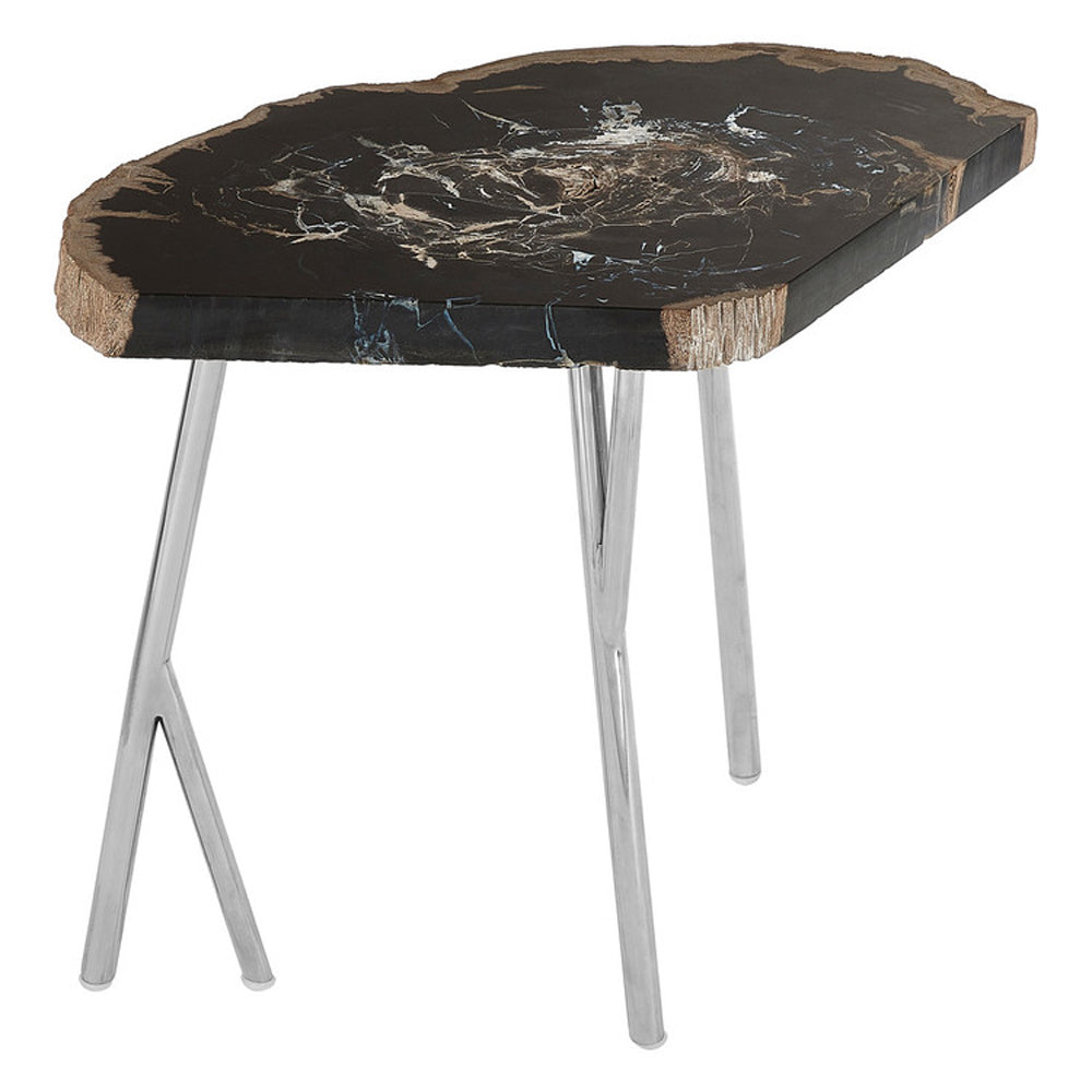 Olivias Light Petrified Wood And Steel Base Coffee Table