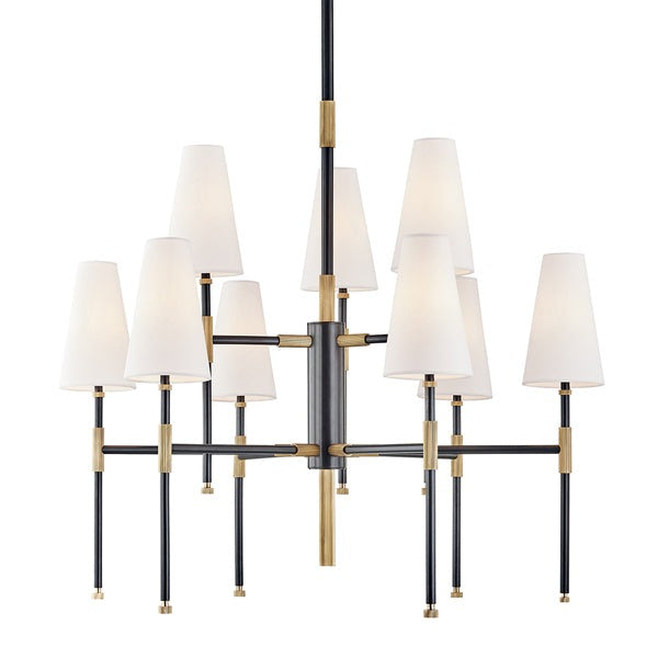 Product photograph of Hudson Valley Lighting Bowery Brass 9 Light Chandelier from Olivia's