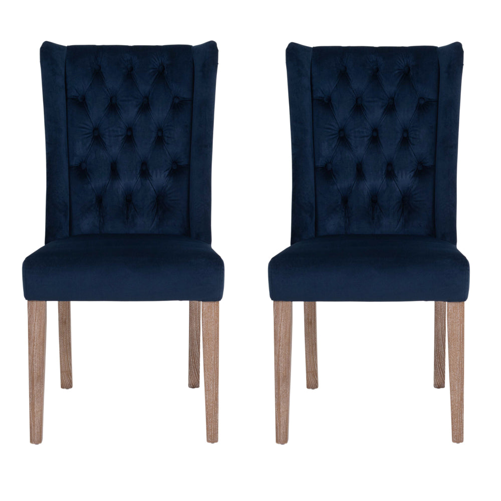 Libra Pair Of Richmond Navy Blue Velvet Buttonback Dining Chair