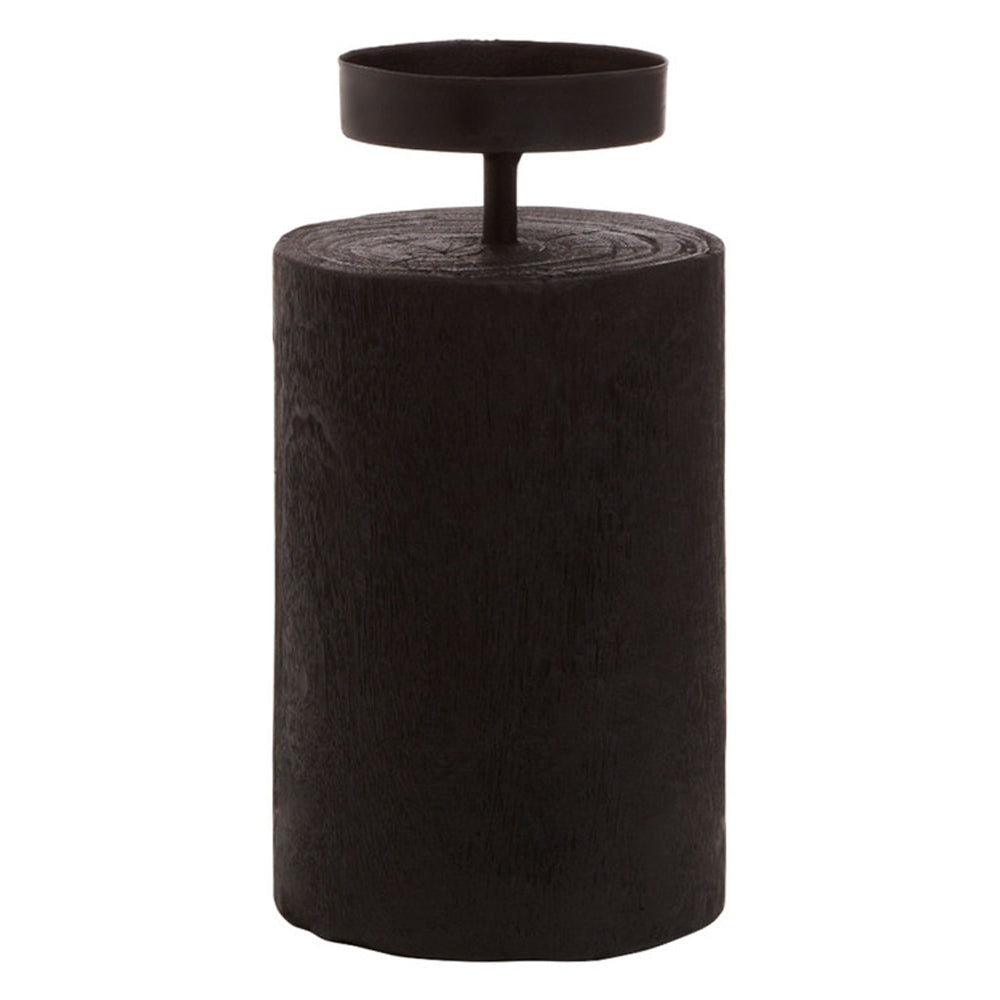 Product photograph of Olivia S Wooden Black Candle Holder Large from Olivia's